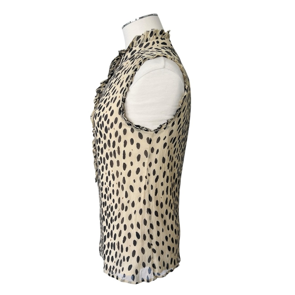 J. Crew Silk Leopard Animal Print Ruffle Blouse Cream Ivory Tan Black Sz 6 - Picture 10 of 17